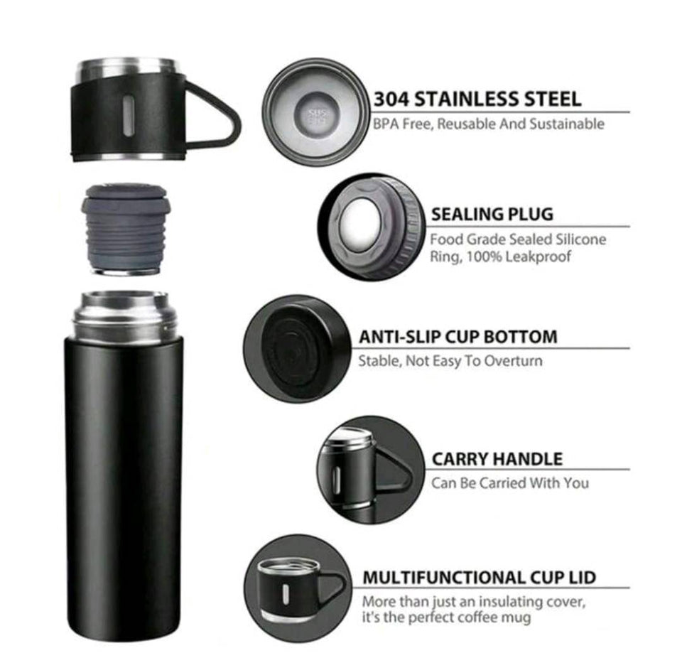 TERMO DE ACERO INOXIDABLE CON TAZAS
